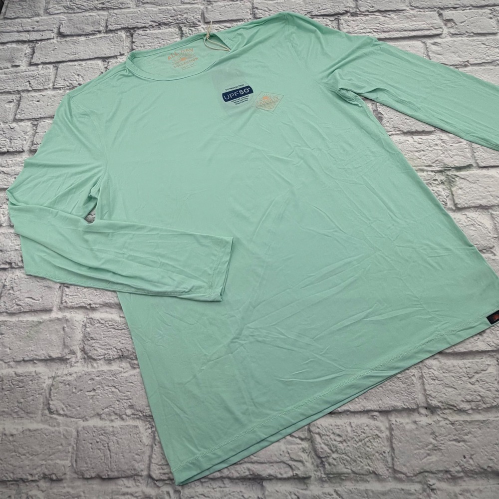 Faherty All Day Collection Mens Medium Mint Green UPF 50+ Long Sleeve Shirt NWT